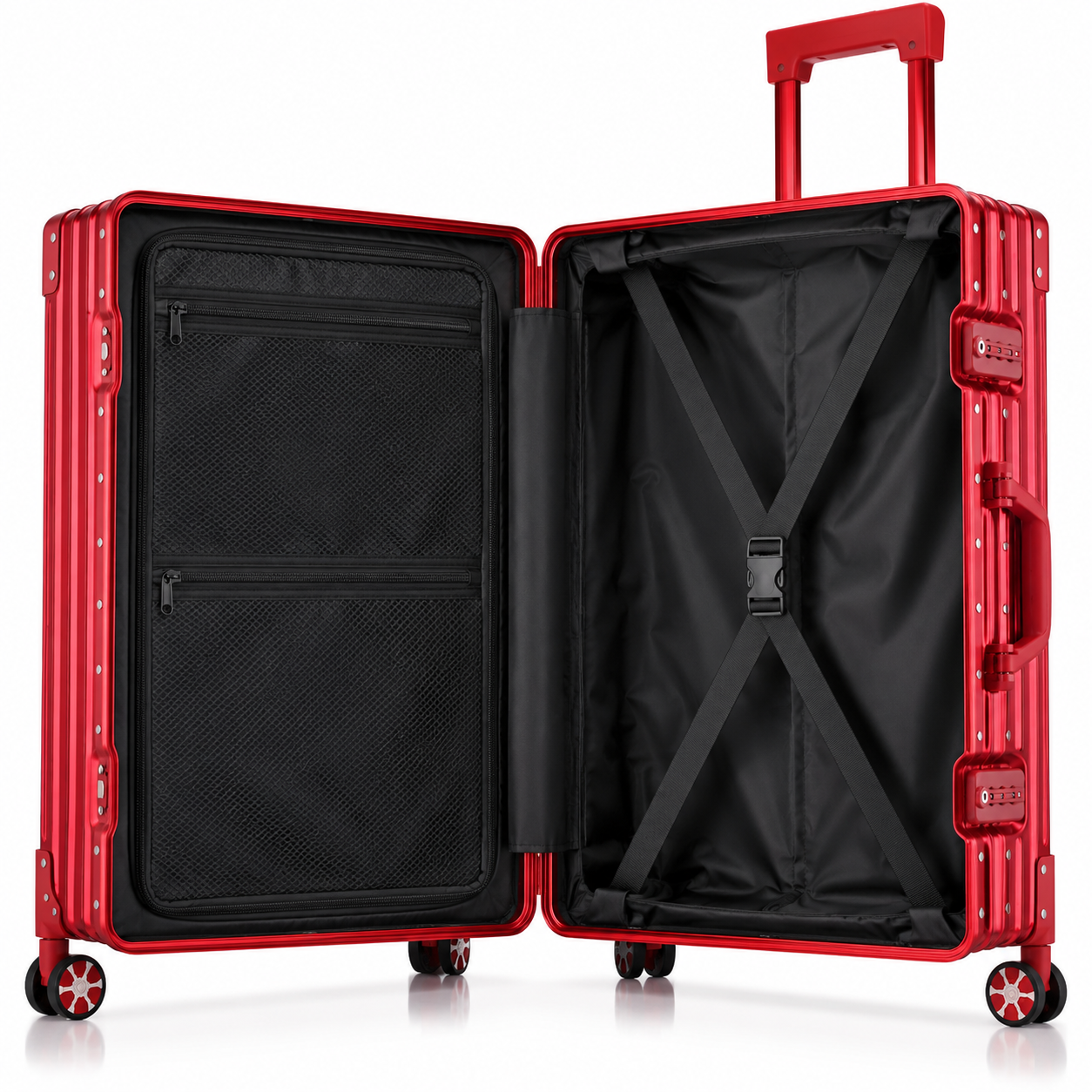 Valise aluminium rouge argentée - Valisair